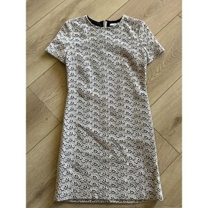 Diane von Furstenberg DVF Floral‎ Lace Dress Short Sleeve Beige Black Women
